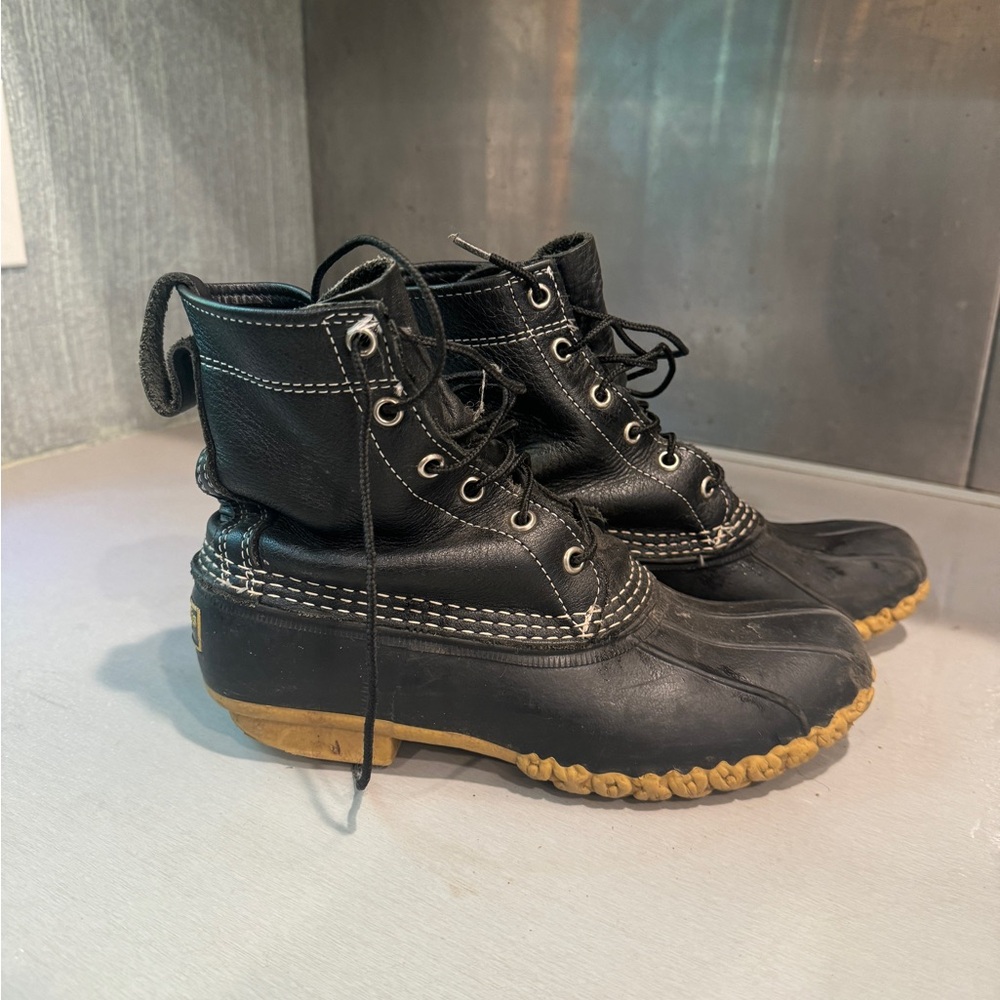 LL Bean black duck boots 7.5
